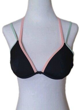 ARDENE STRAPPY BIKINI TOP BLACK PINK GREEN SIZE XS